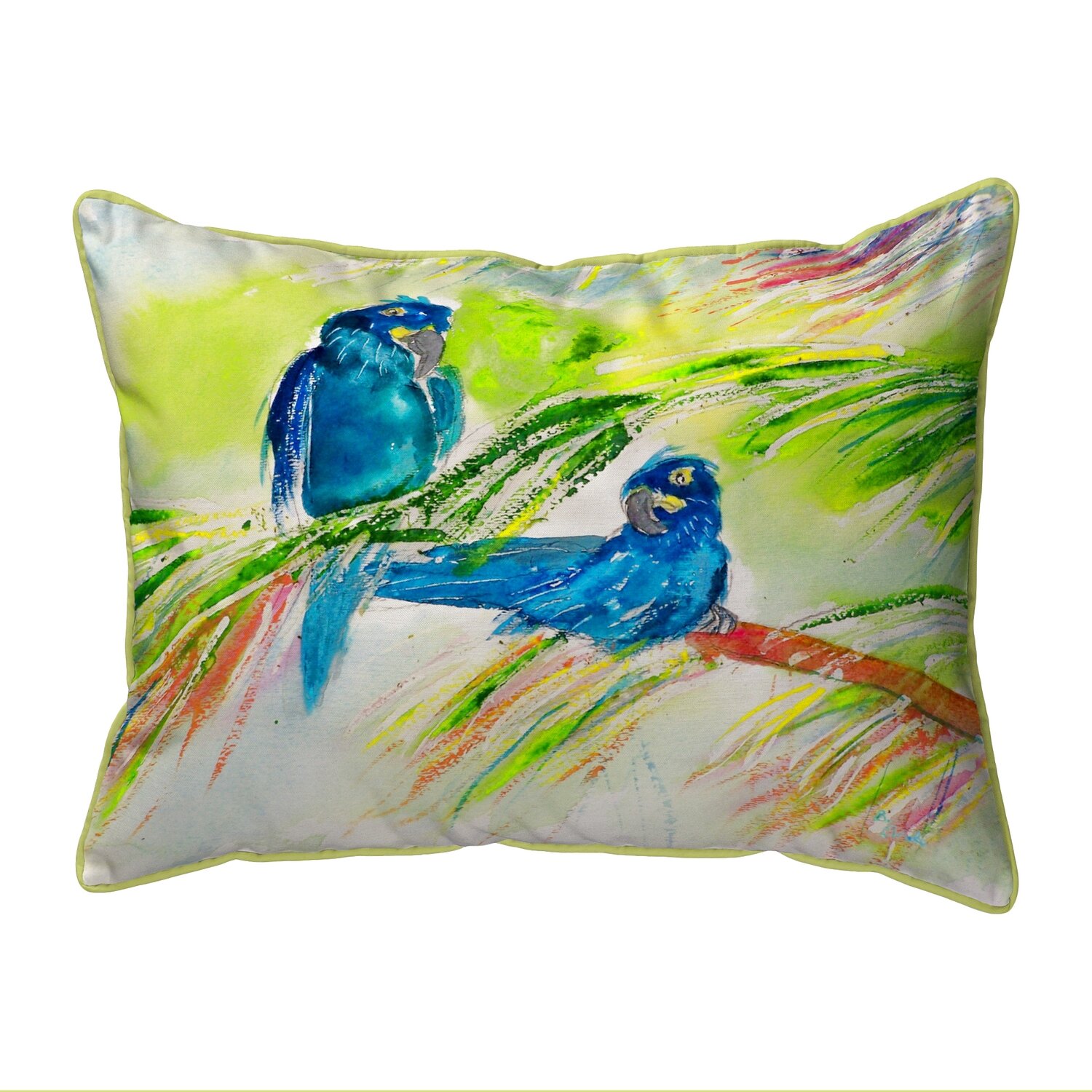 Betsy Drake Interiors Two Parrots Indoor/Outdoor Throw Pillow | Wayfair