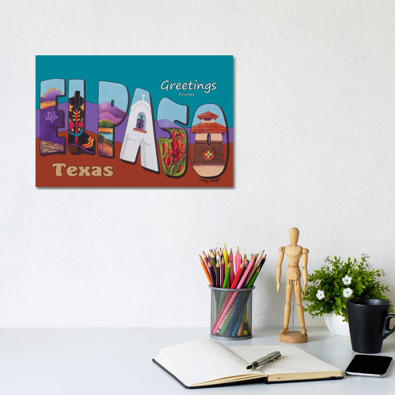 El Paso Postcard 1 Piece Wrapped Canvas Wall Art, 20.32 cm H x 30.48 cm W