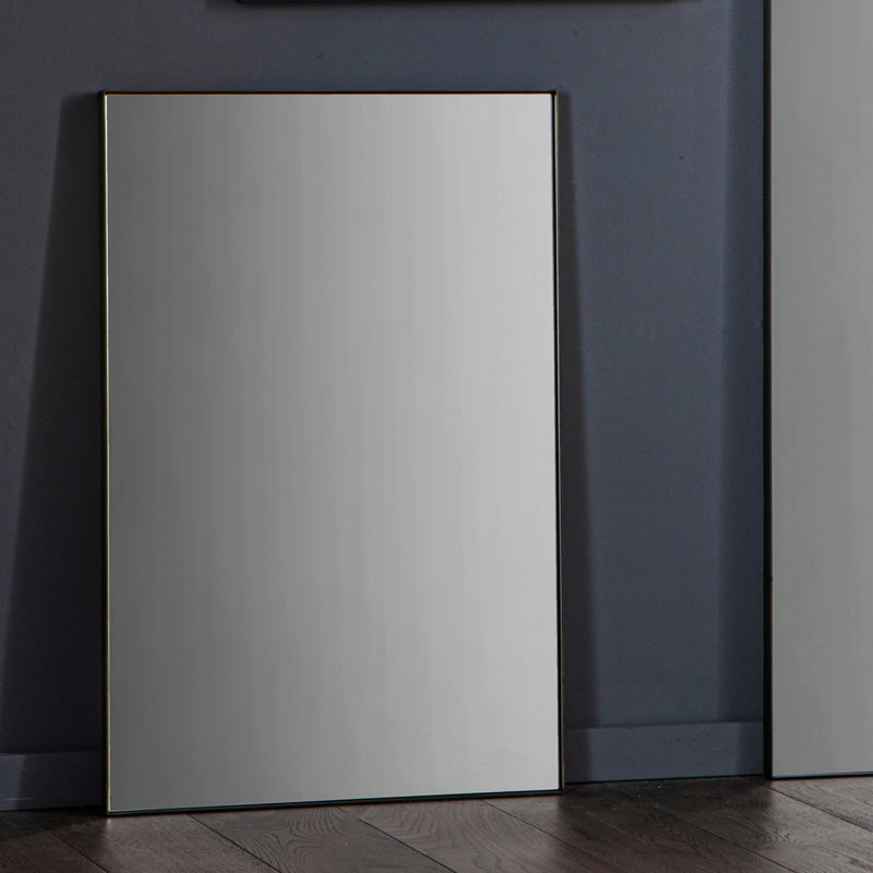 Brette Metal Flat Wall Mirror, Black