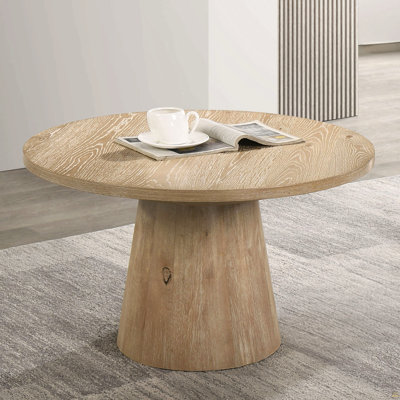 Table basse ronde avec structure en bois d'hévéa
