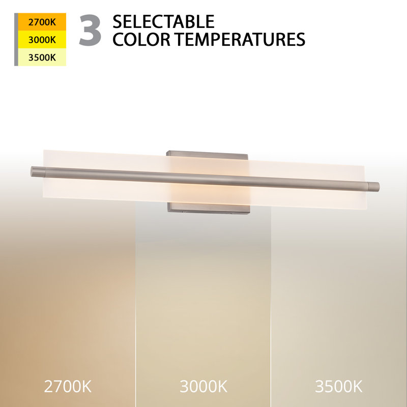 Luminaire de salle de bain à DEL à intensité variable 28 po Razor, Nickel brossé