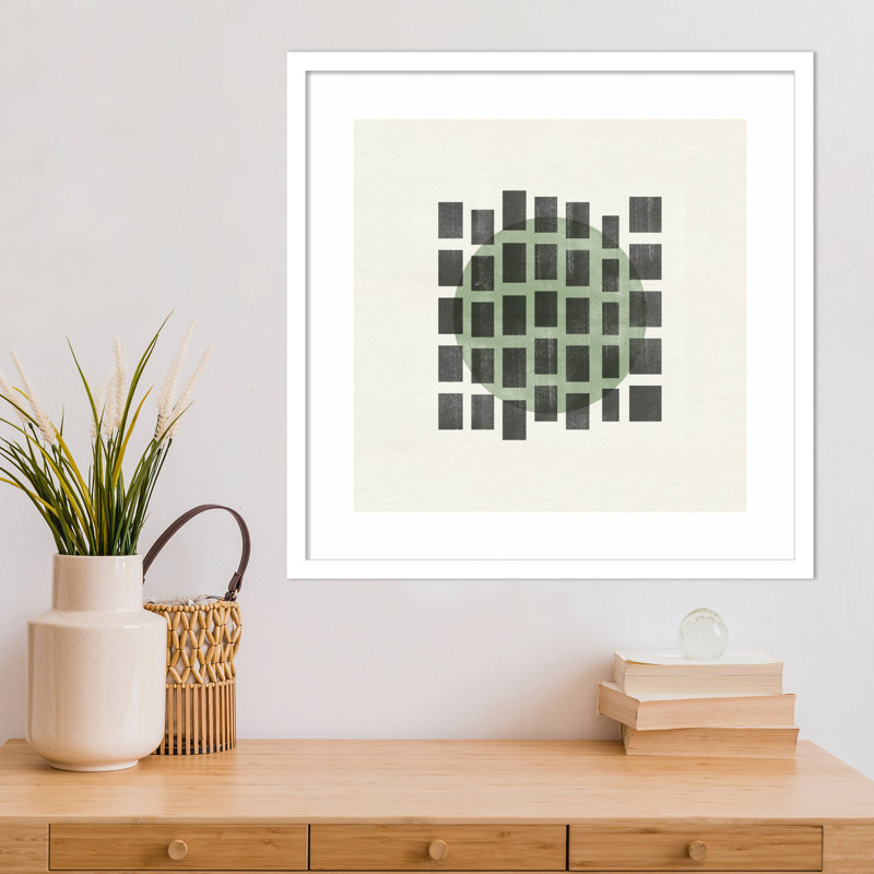 Reproduction d'art murale encadrée en bois Leia, minimaliste japonais, par The Miuus Studio, Blanc, H 21 po x l 21 po