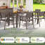 Table de jardin rectangulaire de 170 cm (67 po) avec structure en aluminium, plateau en polystyrène expansé imitation bois et trou pour parasol de 4 cm (1,6 po).-417075644