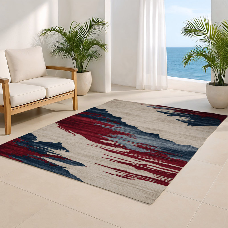 Watercolor Beige Indoor and Outdoor Area Rug, Rectangle 2' x 3'