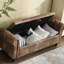 Banc de rangement rembourré en tissu. 55,12 pouces. Pour le salon et la chambre à coucher. Super pratique avec beaucoup de rangement. Bouton. Résiste à 275 lb Textiles variés. Rivets en métal. Traction. Pieds noirs. Mousse