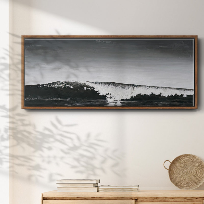 Black & White Waves I - Framed Canvas, 20" H x 50" W