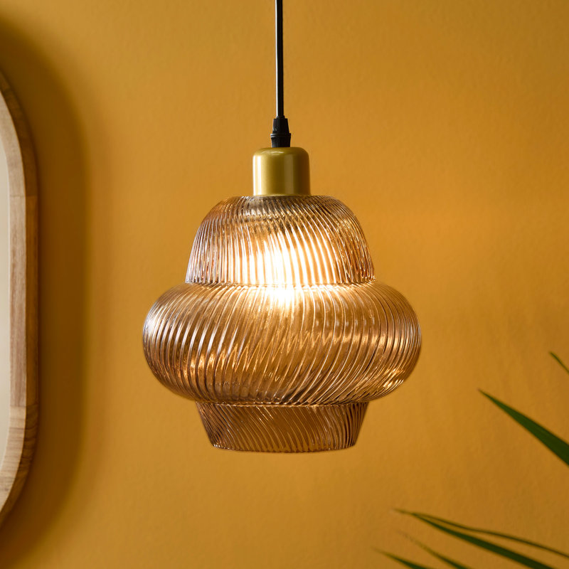 Deivid 22cm Glass Pendant Light - Gold