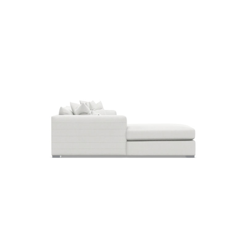 Sectional, White Polyester, Left Hand Facing