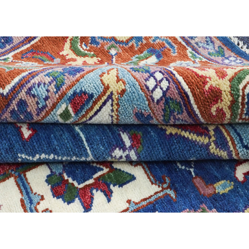 8'11''x12'2'' Hand Knotted Wool Navy,Burnt Orange Oushak Rug, Blue, Rectangle 8'11" x 12'2"