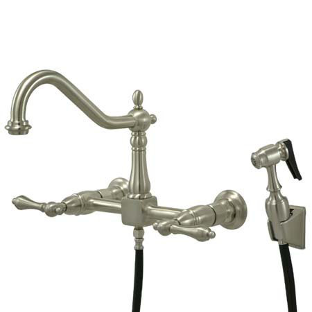 Distributeur d’eau chaud & froid avec jet latéral Heritage, Nickel brossé