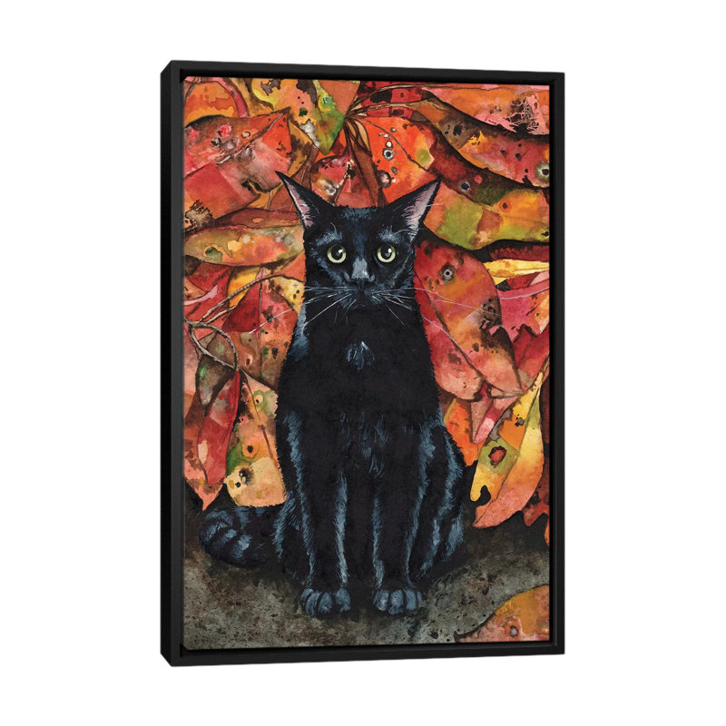 « Ailurophobie » par Maggie Vandewalle-reproduction d’art, H 40 po x l 26 po x P 1,5 po, Toile avec cadre noir, Pas de tapis