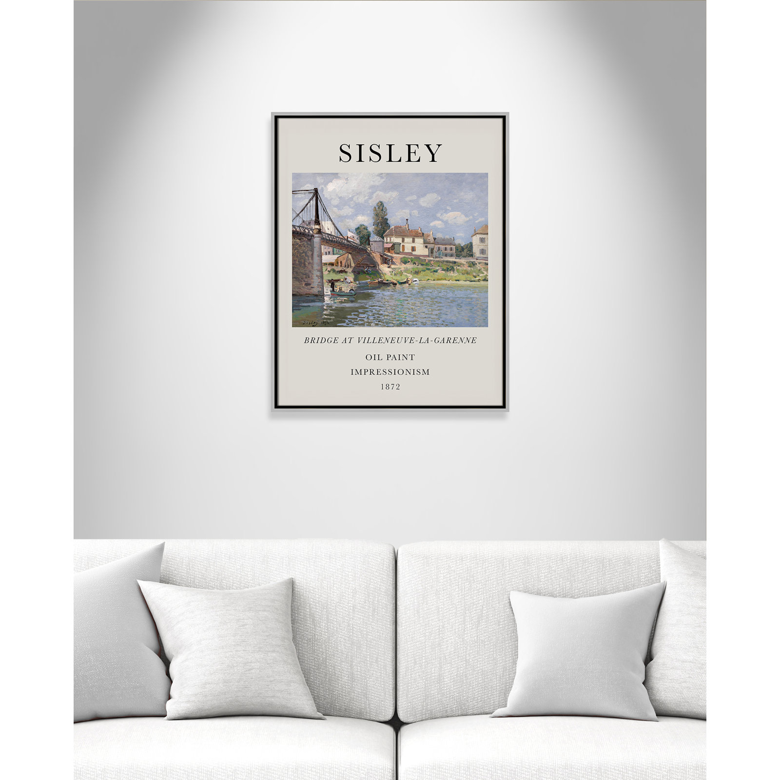 Old Masters Collection "The Bridge at Villeneuve" Print, No, 29.5" H x 23.5" W x 2" D, Silver Floater Frame