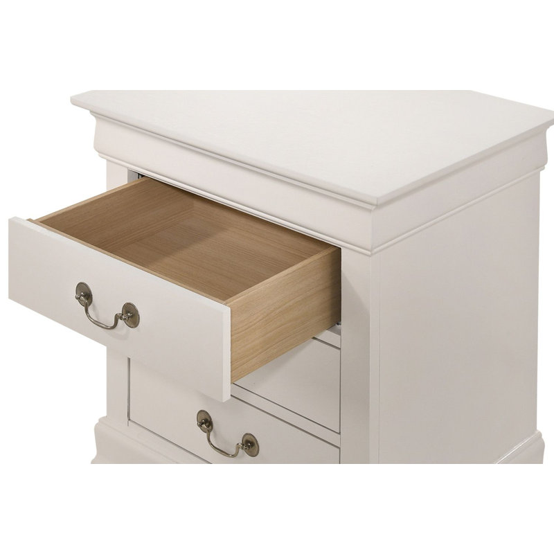 Table de chevet 3 tiroirs LouisPhillipe, blanc, Blanc