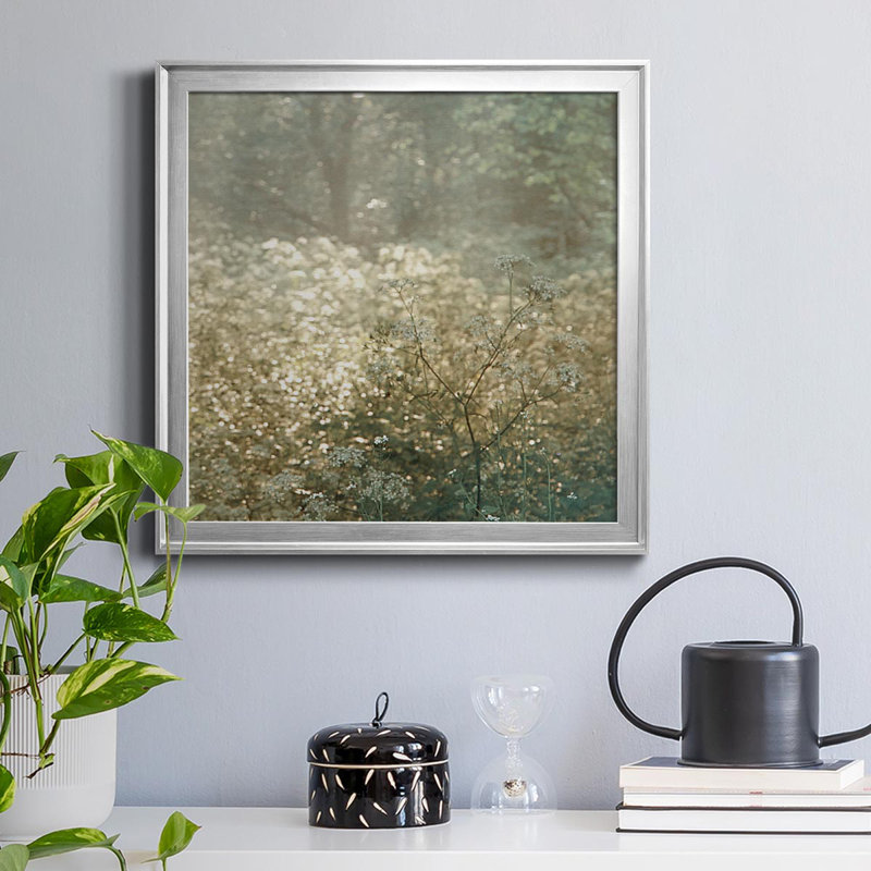 «Foret De Tenom», peinture sur toile encadrée, Cadre argenté, H 22,5 po x l 22,5 po x P 1,5 po