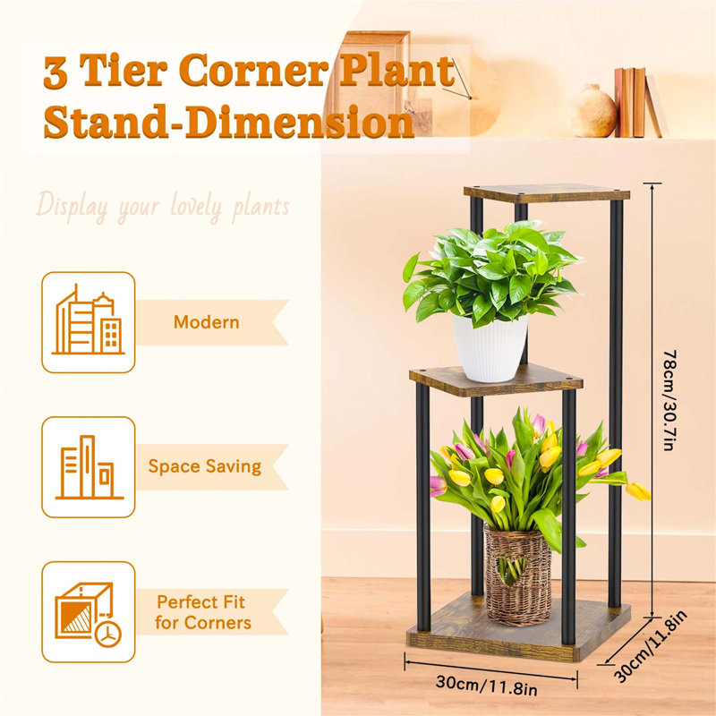 Plant Stand, Black/Brown