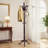 Retro Solid Wood Floor Coat Rack With A Stable Triangular Base And 14 Hooks For Convenient Storage. Suitable For Entryways And Offices, Its Simple Design Exudes Understated Elegance.