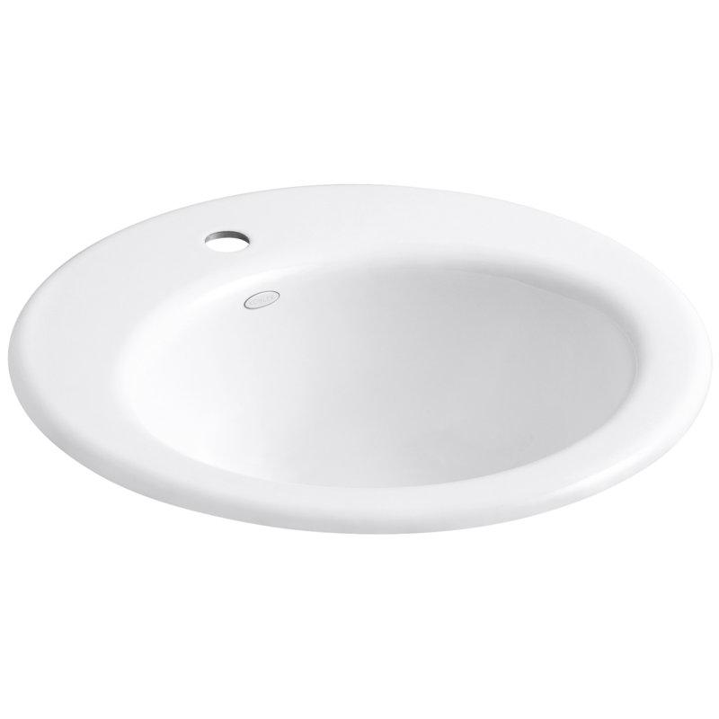 Lavabo de salle de bain circulaire en métal avec trop-plein Radiant, Banc de sable, Trou simple