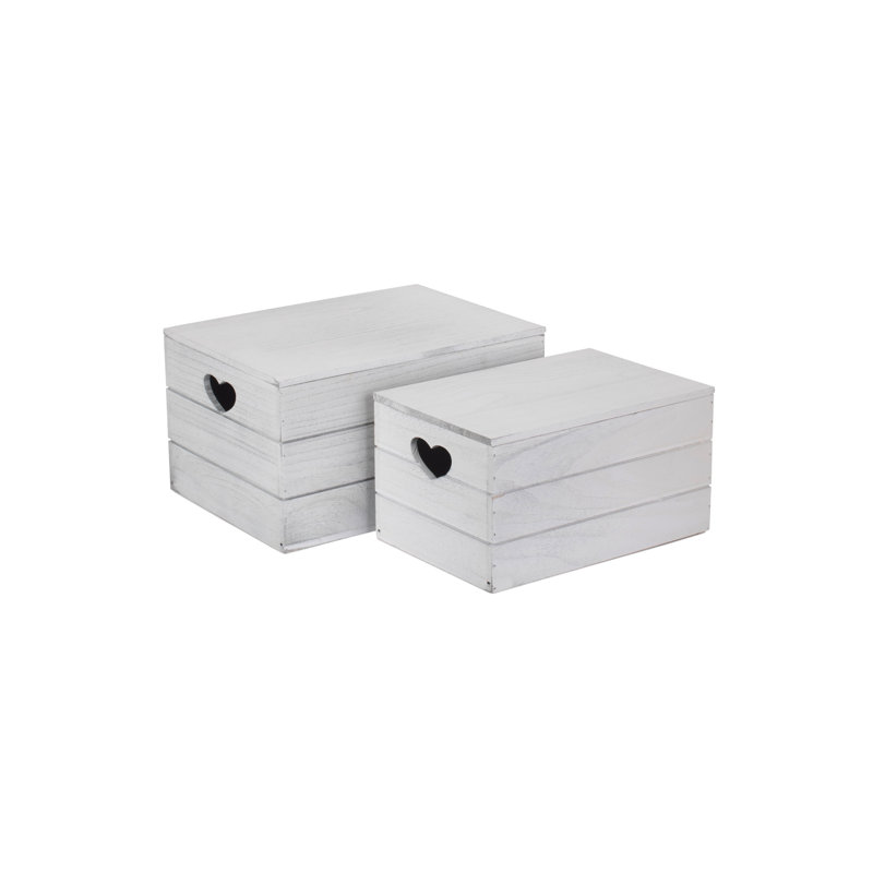 Effect Heart Cut-Out Box Set 2, White Wash