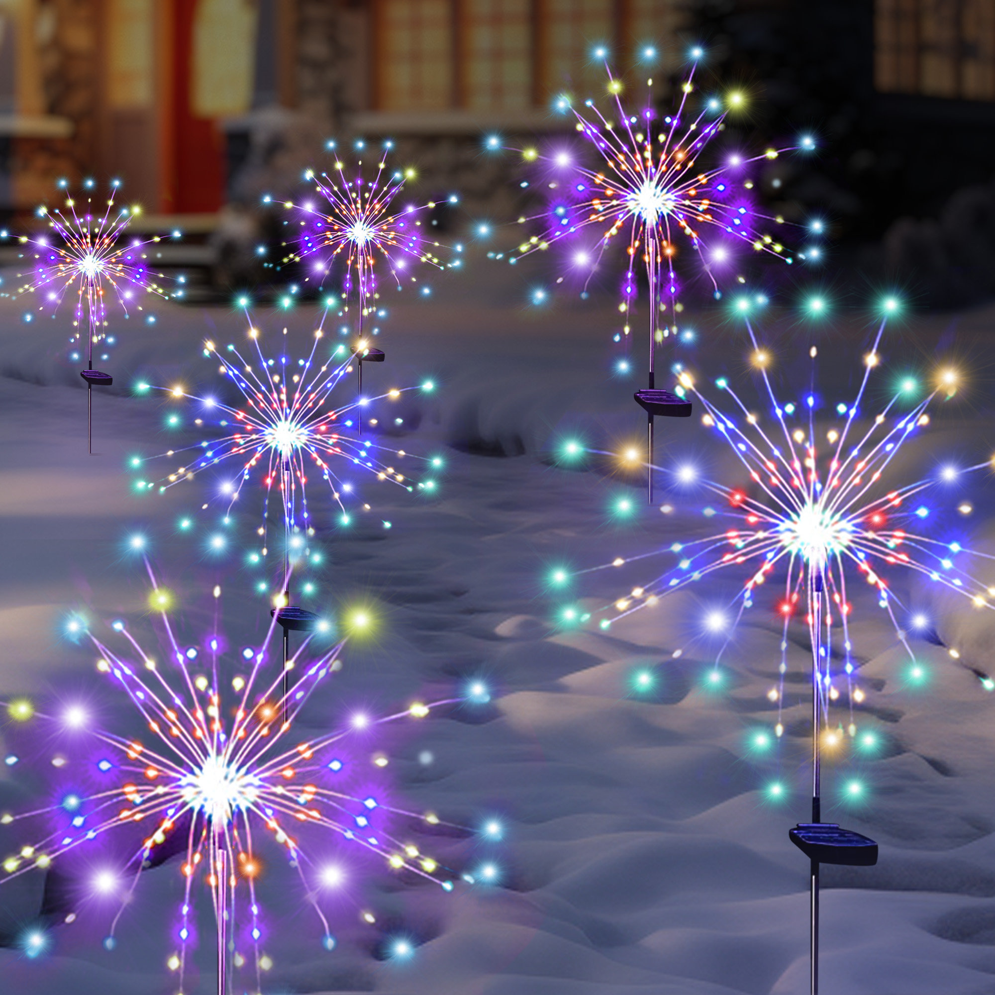 Solar Powered Integrated LED Firework Light Christmas Decorations Outdoor  Garden Waterproof Lights