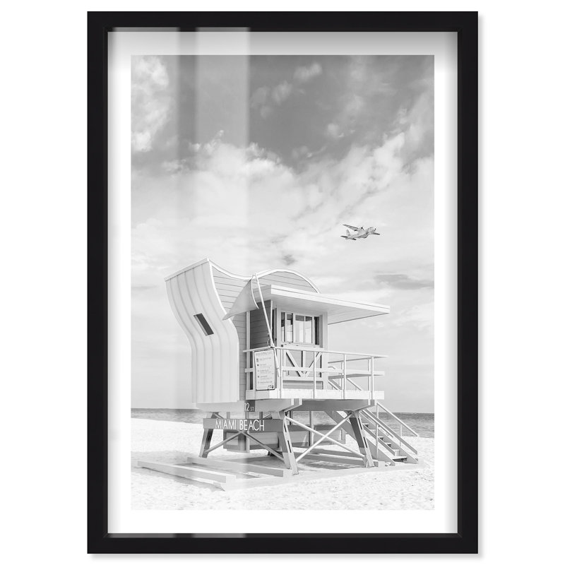 «Miami beach», reproduction d'art rétro par Miami, H 46 po x l 31 po, Noir
