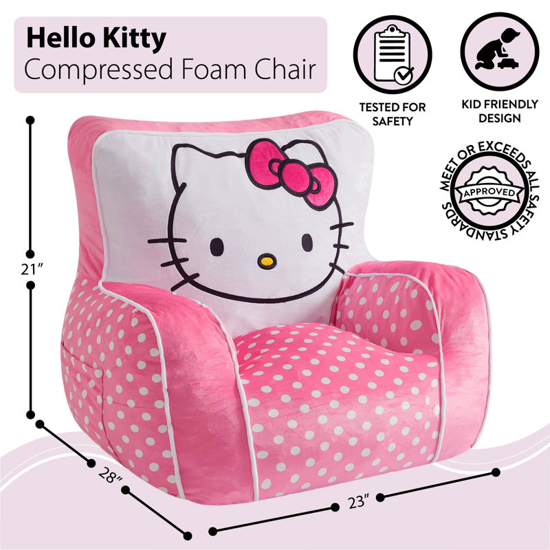 Fauteuil à billes Sanrio Hello Kitty, rembourré de mousse pour enfants