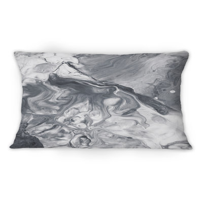 Coussin décoratif blanc et gris à motif de vagues en marbre liquide