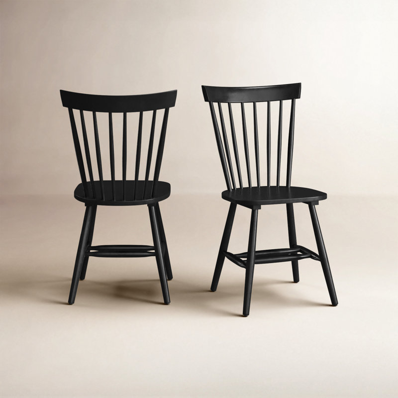 Matanna 17.3'' H Oak Solid Wood Side Chair, Black