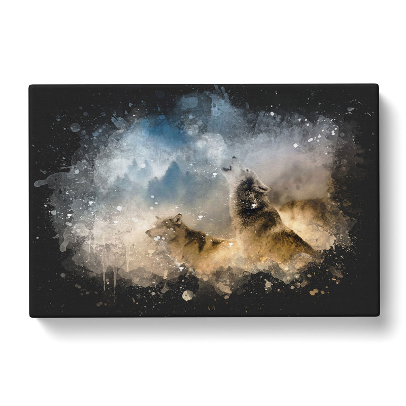 Wolves Howling in the Forest - Wrapped Canvas, 35cm H x 50cm W x 3cm D