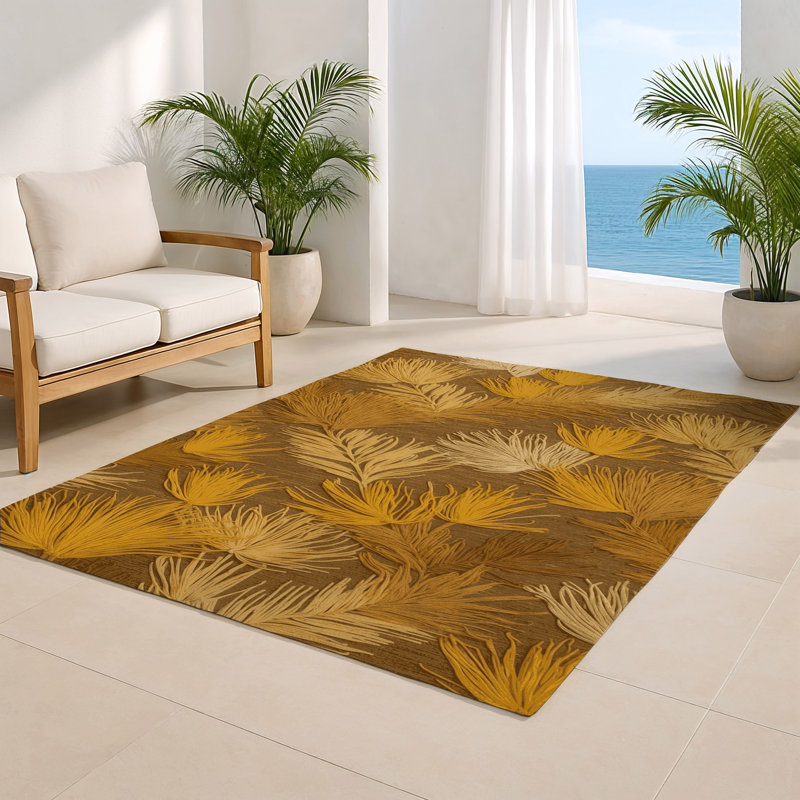 Tapis d'intérieur et d'extérieur brun Botanical, Rectangle 4pi x 6 pi