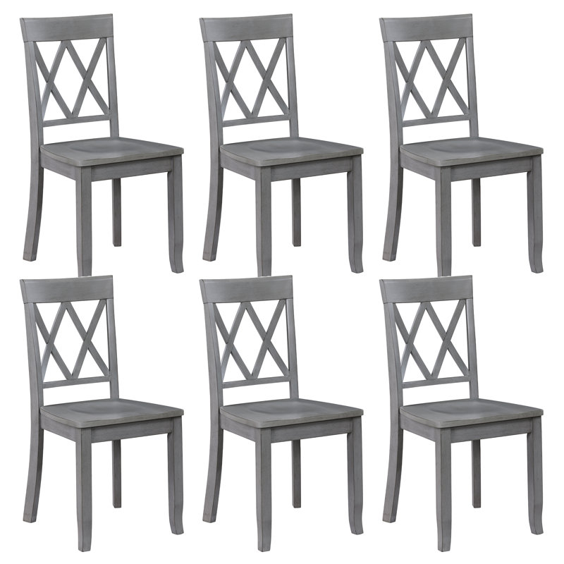Brookner Wood Cross-Back Dining Chairs, Antique Grey, 6