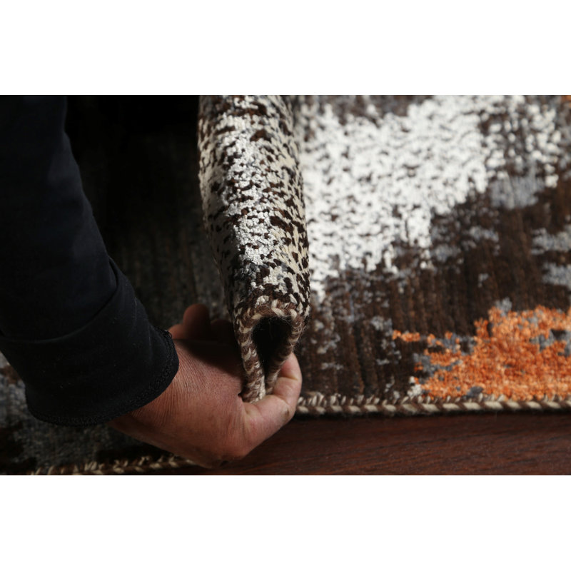 Tapis oriental contemporain à teinture végétale noué à la main 9 x 12