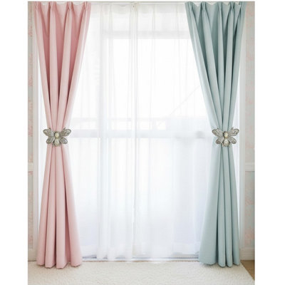 2 Pack Resin Bee Magnetic Curtain Tiebacks, Rustic  Flying Bee Curtain Holdbacks for Drapes,  for Farmhouse Boho Living Room Home Office