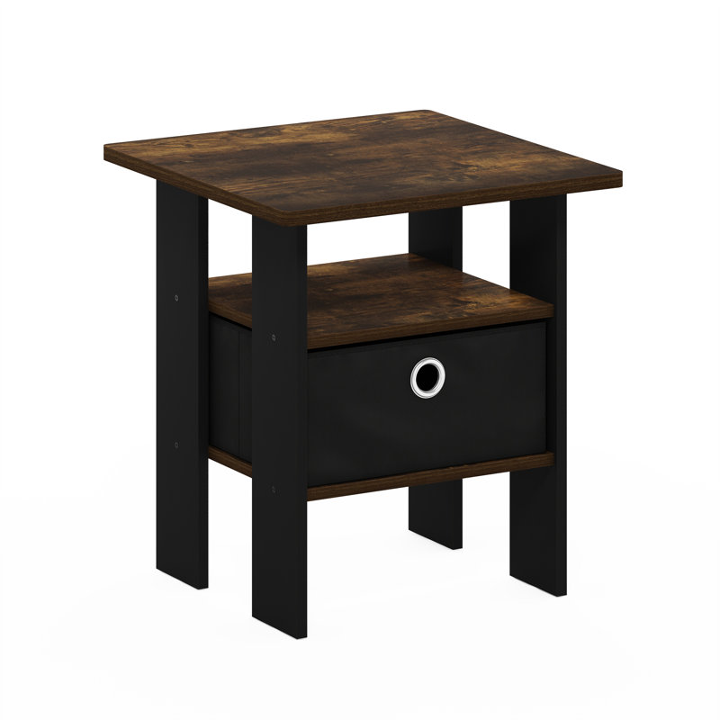 Table de chevet avec tiroir à bacs Gigi, Individual, Black/Amber Pine