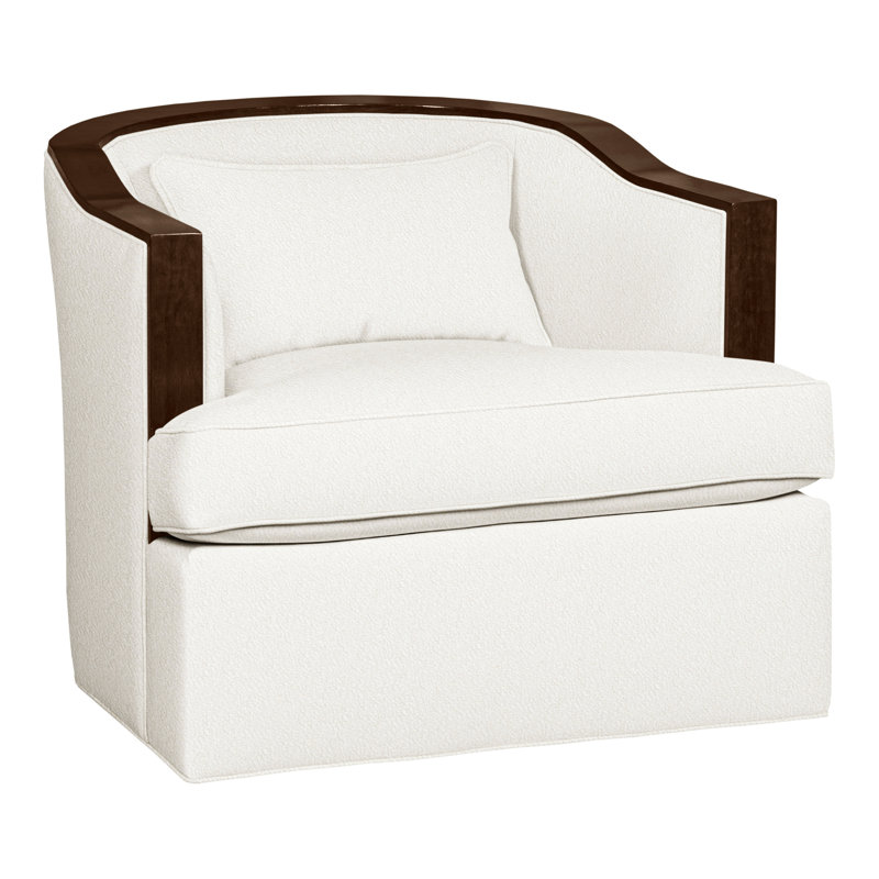 Burlingame Fabric Swivel Barrel Chair, Kennelly Snow, Havana