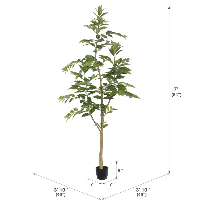 Nandina artificiel en pot vert., H 84 po x l 46 po x P 46 po