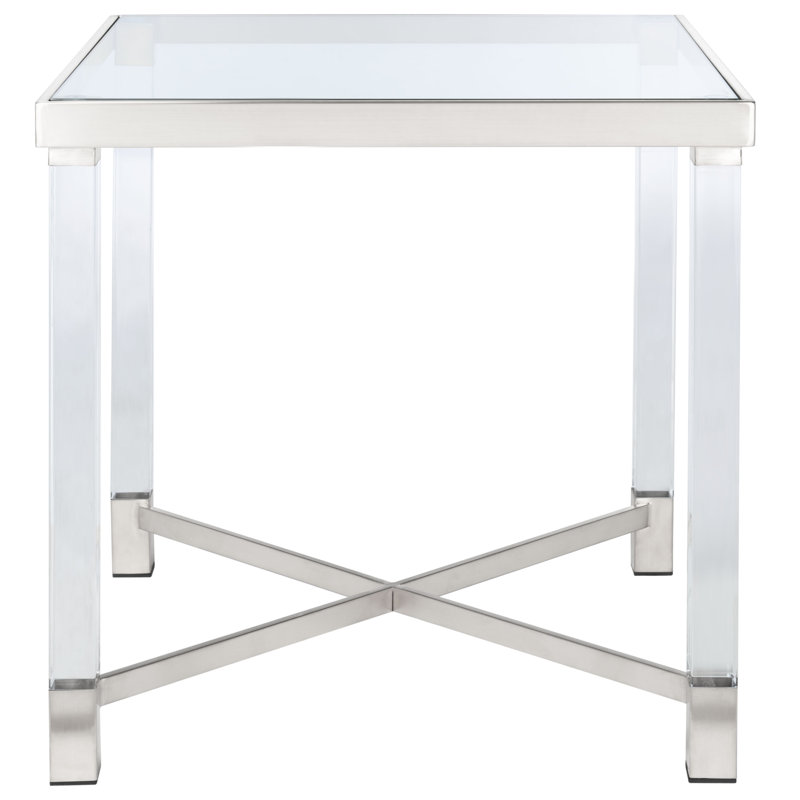 Table de bout à plateau en verre, Argent