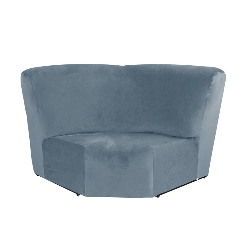 Housse pour canapé à coussins carrés/rectangulaires, Gris / velours bleu