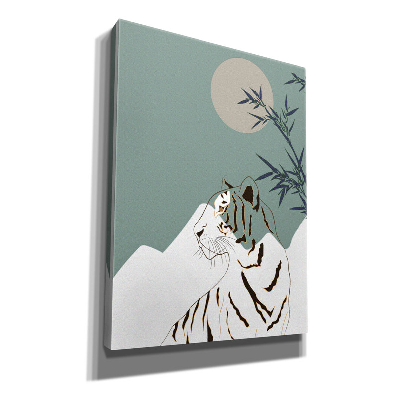  «Japanese Art White Tiger» par Sabrina Balbuena, art mural sur toile, 40 po x 54 po, H 54 po x l 40 po