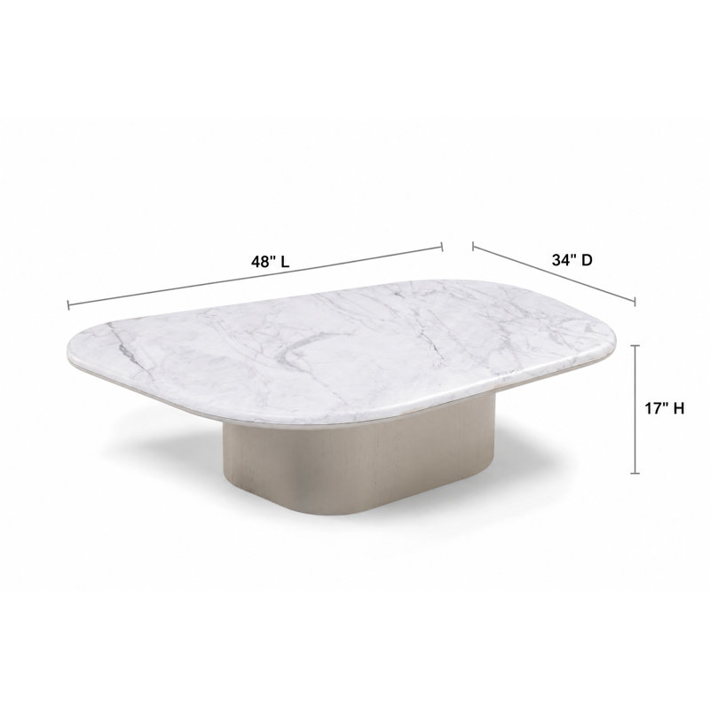 Jade Low Coffee Table with Calacata Marble