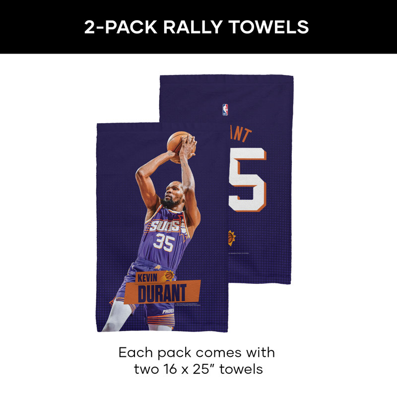 NBA Phoenix Suns, paquet de 2 serviettes de ventilateur Kevin Durant, sous licence, ultra douce et absorbante, serviette de sport, 16 x 25 pouces