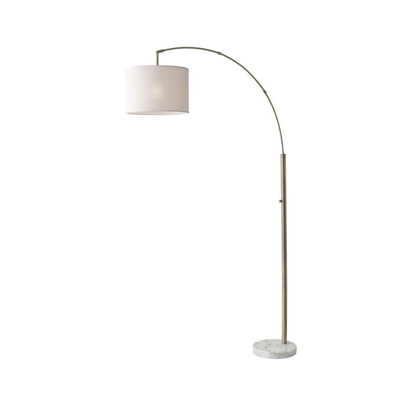 Lampe sur pied arquée 73,5 po Felice, Laiton antique, Blanc cassé