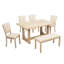Ensemble de table de salle à manger en bois 6 pièces avec banc et chaises rembourrées Birtz