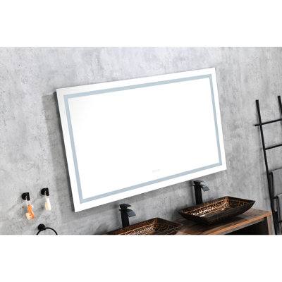 Miroir lumineux à DEL pour salle de bain 84 * 48 - Verre incassable, brouillard, aluminium, DEL blanche 84 x 48