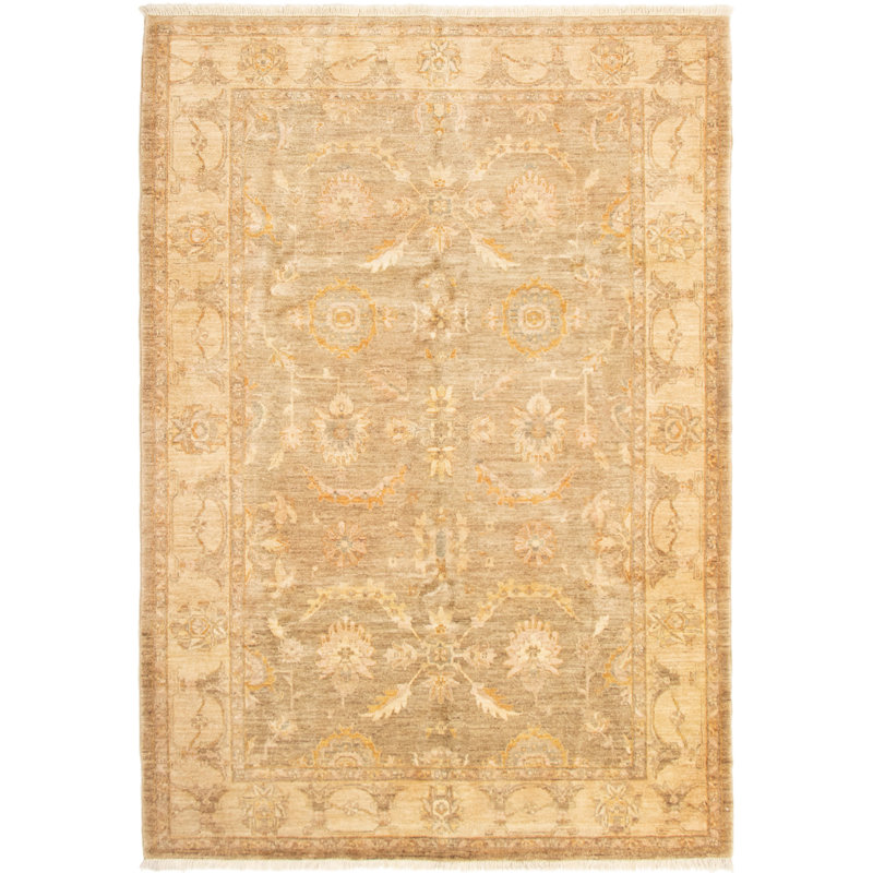 Tapis de surface en laine 6 pi 5 po x 9 pi 2 po one-of-kind noué la crème Bethune