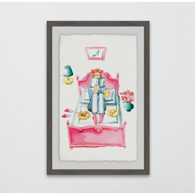 Pink Bed Reading by Marmont Hill - Single Picture Frame Painting