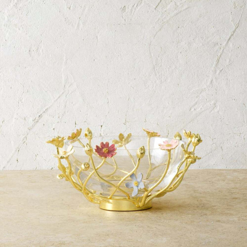 Wildflowers Handmade Decorative Bowl, 3.5" H x 7.5" W x 7.5" D
