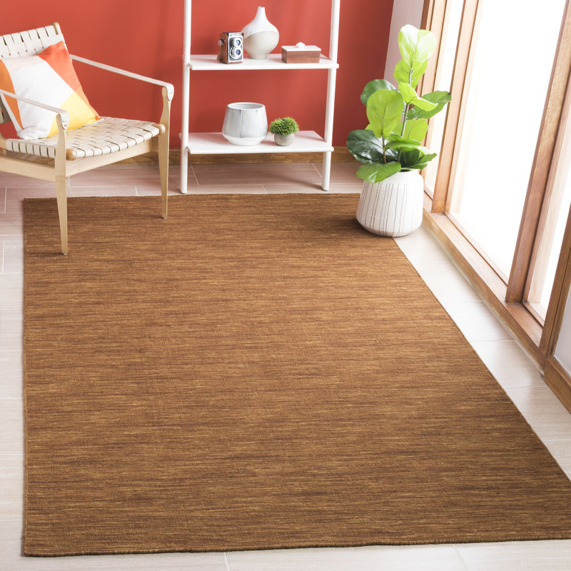 Tapis en laine / coton brun tissé à la main Brandal, Rectangle de 5 pi x 8 pi