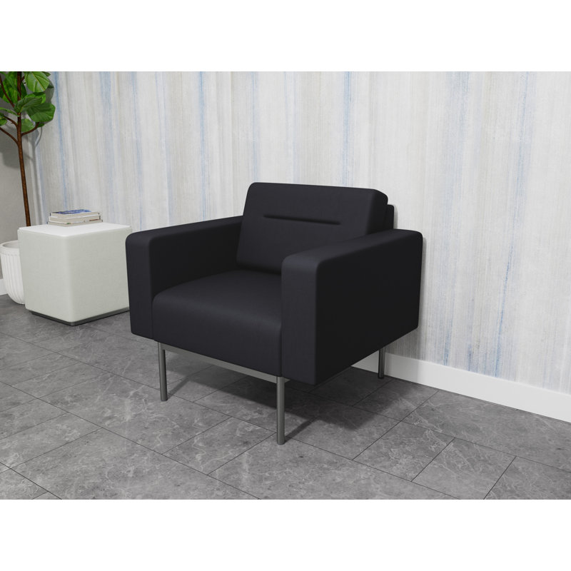 Chaise d'invité de réception Darsey, Noir Patriot Plus, With Power, Argent argent