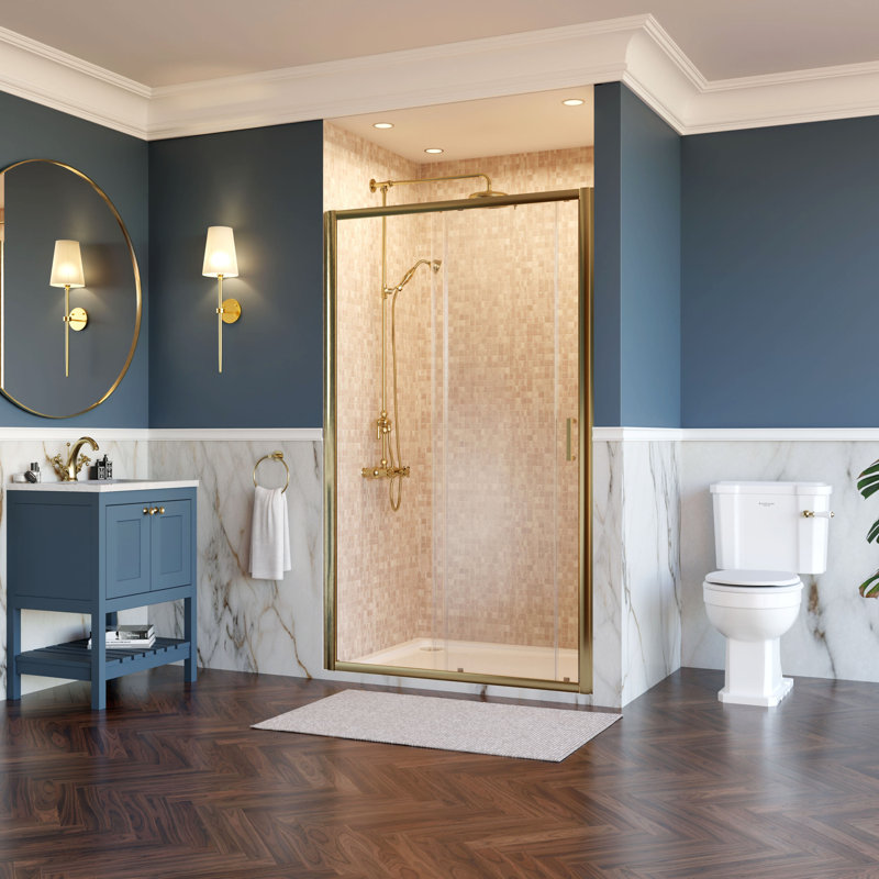 Bayswater 1000mm Brushed Brass  Sliding Shower Door