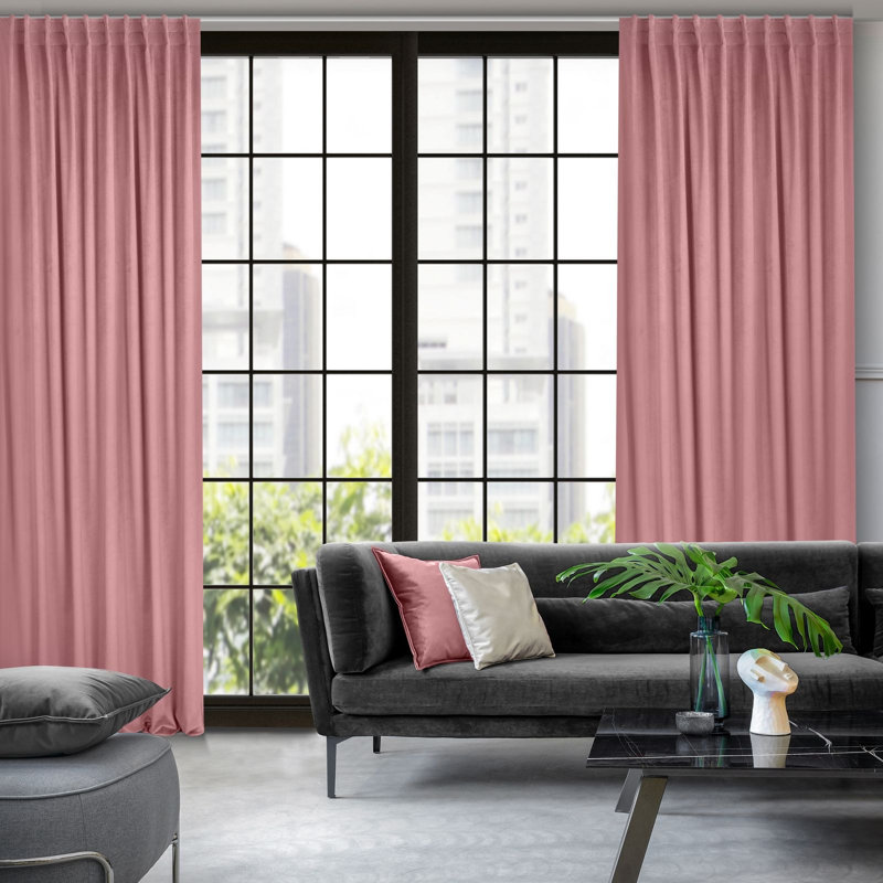 Odoaker Semi Sheer Curtains Single Panel, Pink